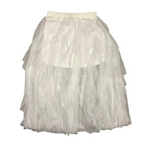 Sincerely Jules White Tulle Midi A-line Skirt Size M Elastic Waist Ruffle